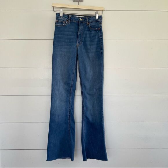 Zara Denim - Zara Women’s 2 Raw Hem Flare Wide Leg Denim Jeans